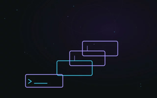Illustration abstraite représentant des conteneurs Docker empilés et connectés
