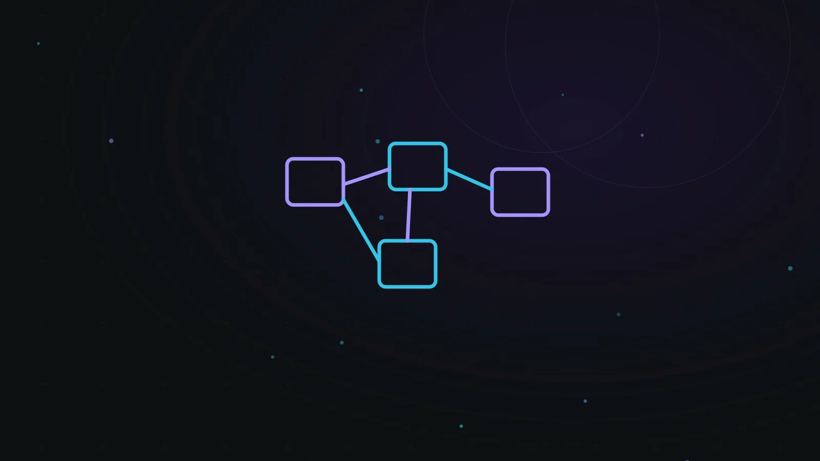 Illustration abstraite représentant une architecture microservices en réseau