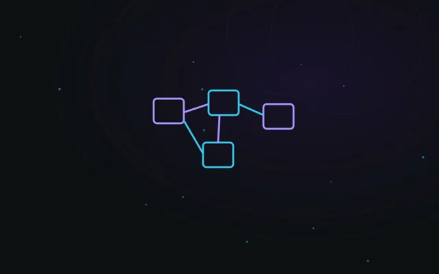 Illustration abstraite représentant une architecture microservices en réseau