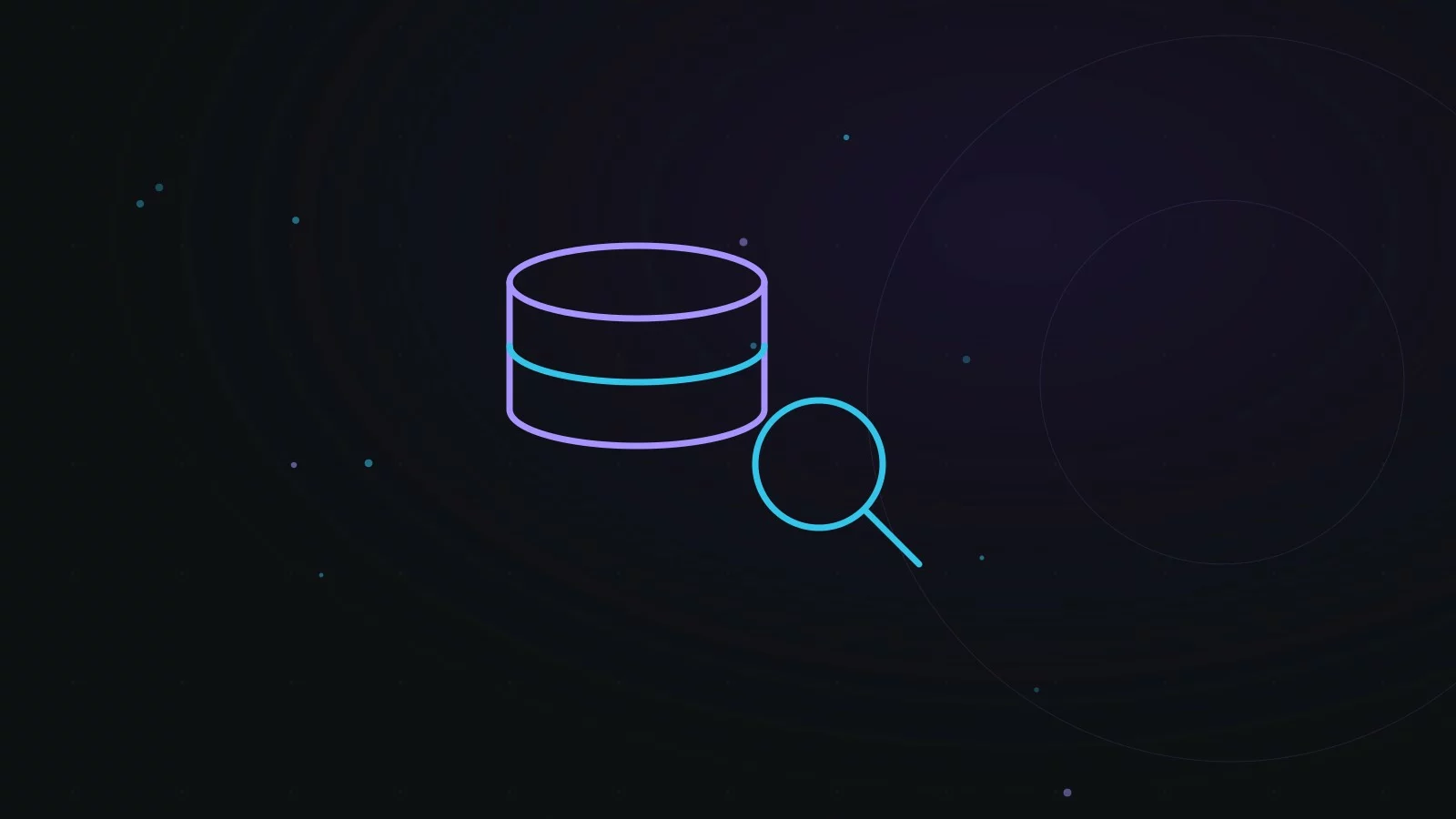 Illustration abstraite représentant une base de données MySQL analysée avec une loupe