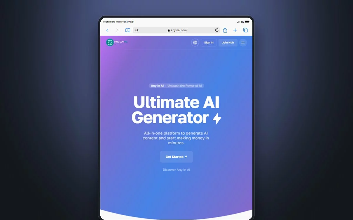 Aperçu du site Any In AI