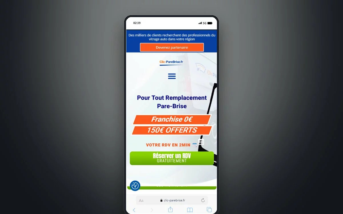 Aperçu du site Clic Pare-brise