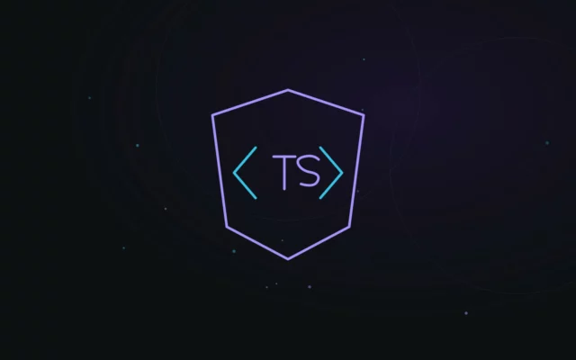 Illustration abstraite représentant le typage statique TypeScript sur fond de code
