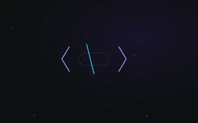 Illustration abstraite représentant des Web Components imbriqués autour d'un axe Angular